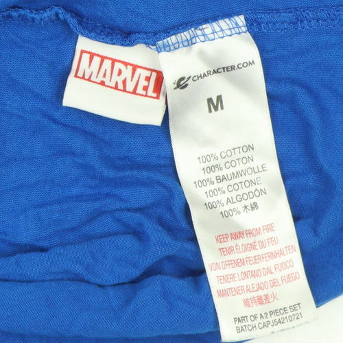 Marvel Men's Blue Captain America T-Shirt, M, Crew Neck