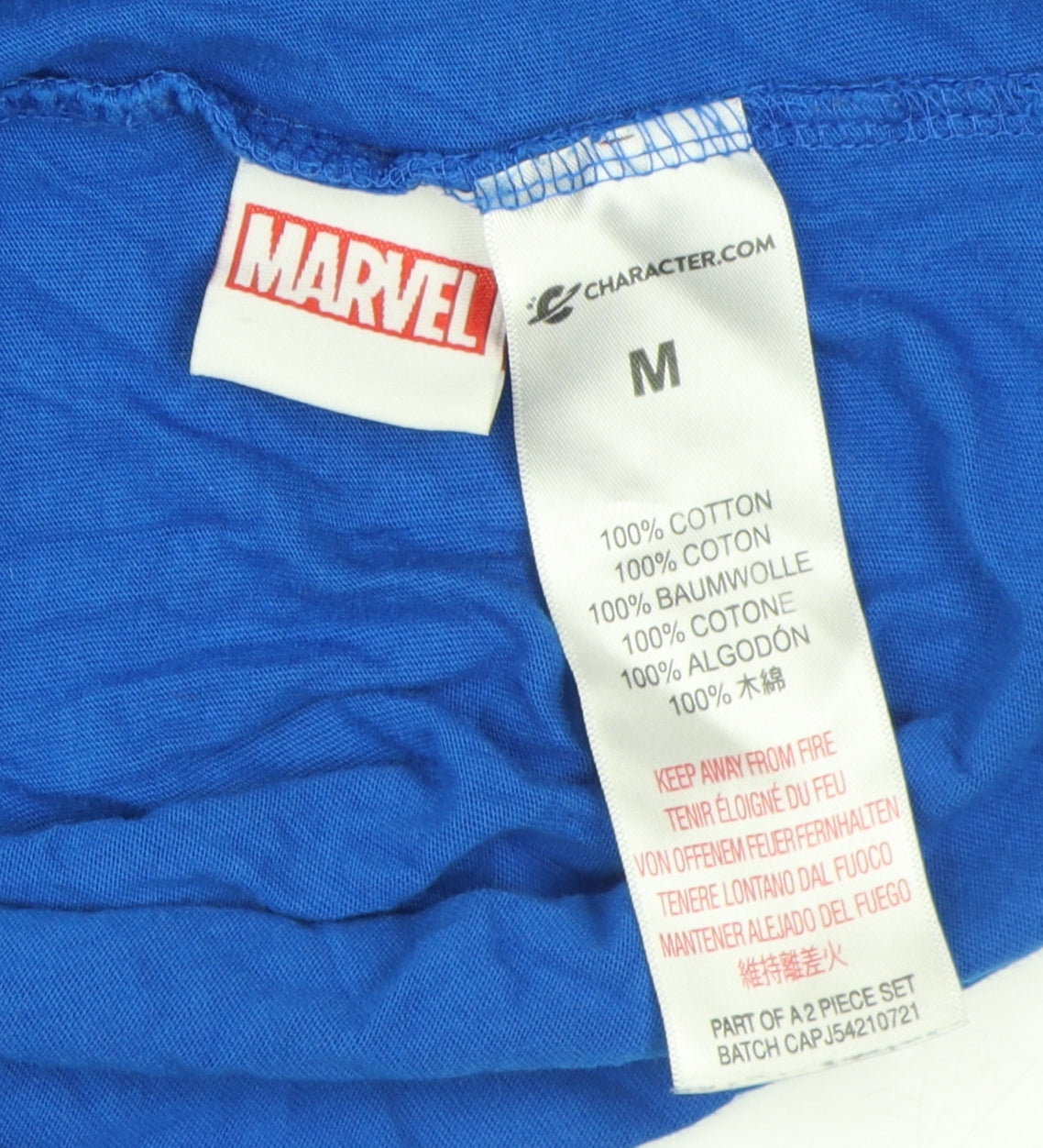 Marvel Men's Blue Captain America T-Shirt, M, Crew Neck