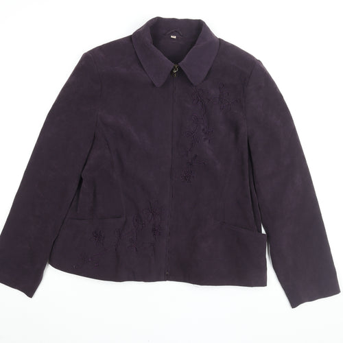 Style by EWM Purple Embroidered Women's Jacket Size 16