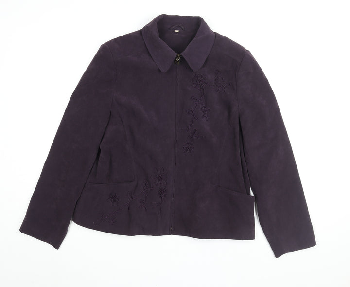 Style by EWM Purple Embroidered Women's Jacket Size 16