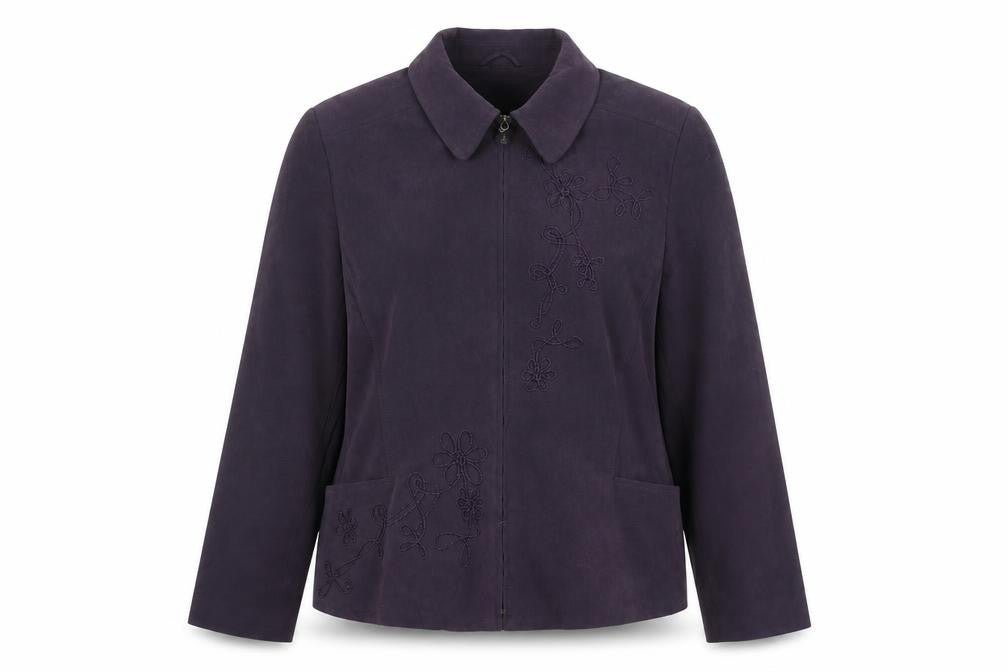 Front view of Style by EWM Purple Embroidered Women's Jacket, size 16