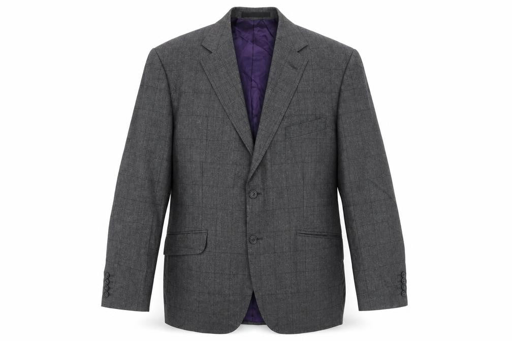 Front view of Marks & Spencer Men's Grey Check Blazer, size 42