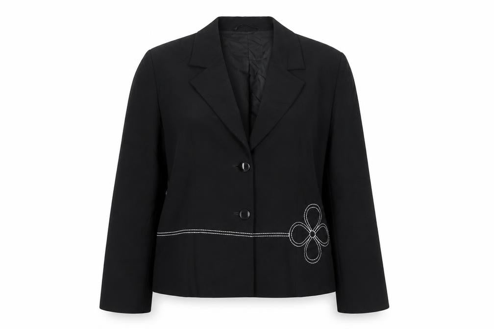Front view of Max Pierre Women's Black Wool Blazer, size 16