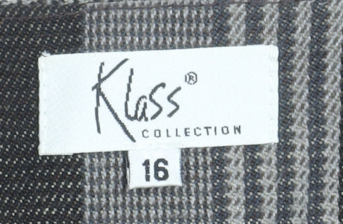 Klass Collection Women's Grey Plaid A-Line Skirt Size 16