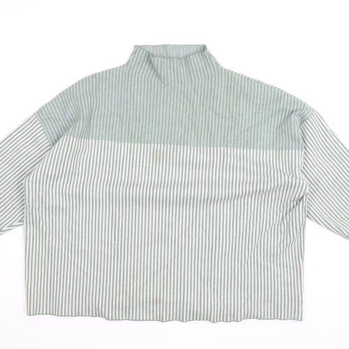 Rachel Zoe Women's Green Striped Pullover Jumper Size 26