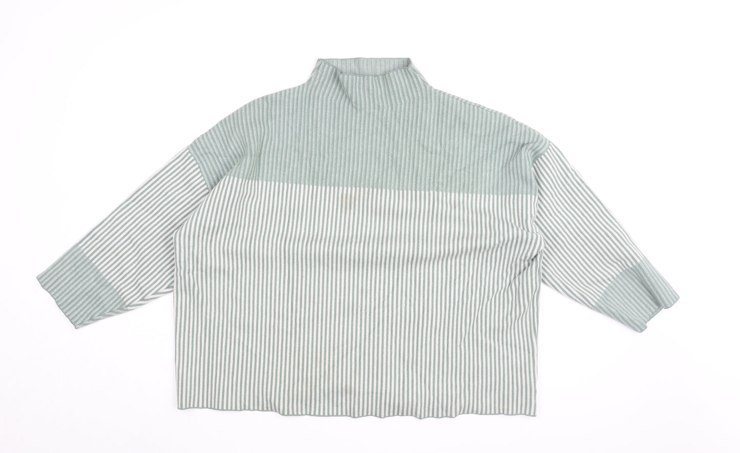 Rachel Zoe Women's Green Striped Pullover Jumper Size 26