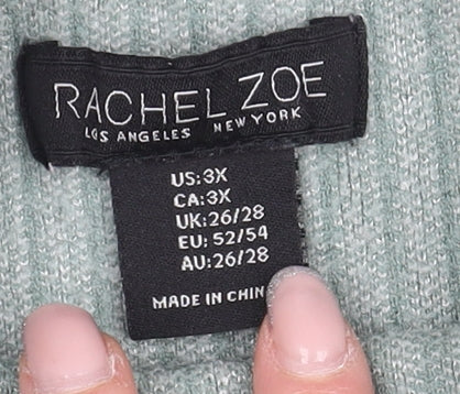 Rachel Zoe Women's Green Striped Pullover Jumper Size 26