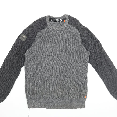 Superdry Men's Grey Pullover Tight-Knit Jumper Size M