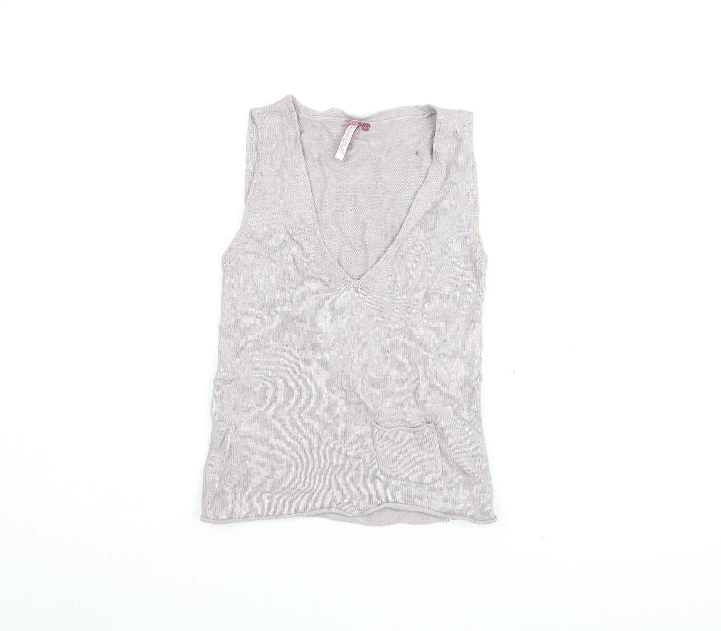 White Stuff Women's Grey Knit Tank Size 8 V-Neck