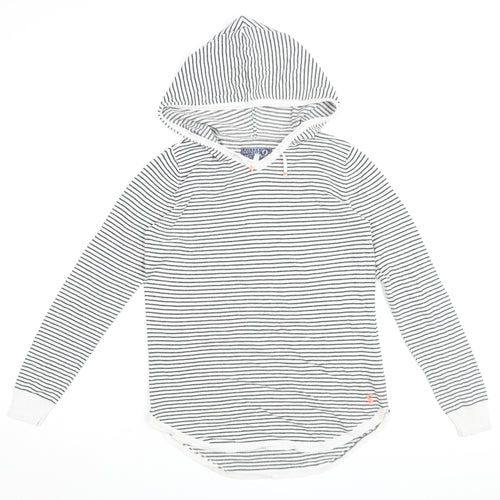Joules Girls Striped Hoodie, White/Black, 11-12 Years, Pullover