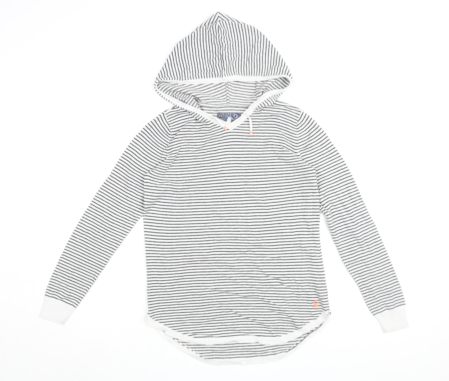 Joules Girls Striped Hoodie, White/Black, 11-12 Years, Pullover