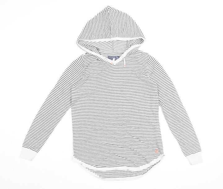 Joules Girls Striped Hoodie, White/Black, 11-12 Years, Pullover