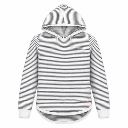 Joules Girls Striped Hoodie, White/Black, 11-12 Years, Pullover