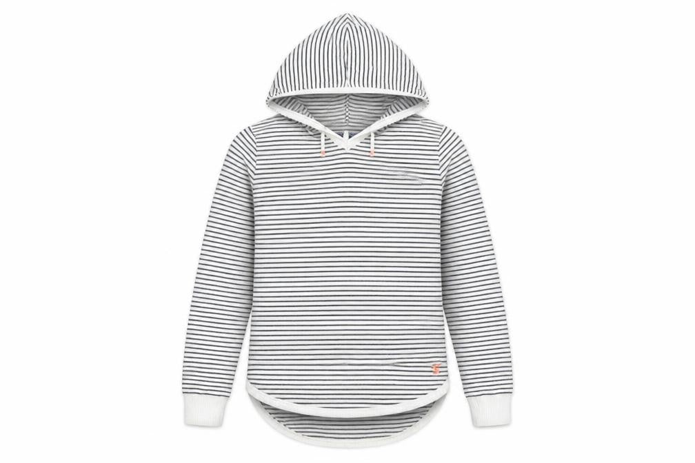 Joules Girls Striped Hoodie, White/Black, 11-12 Years, Pullover