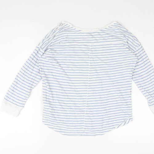 Gap Women's Blue Striped V-Neck T-Shirt XS