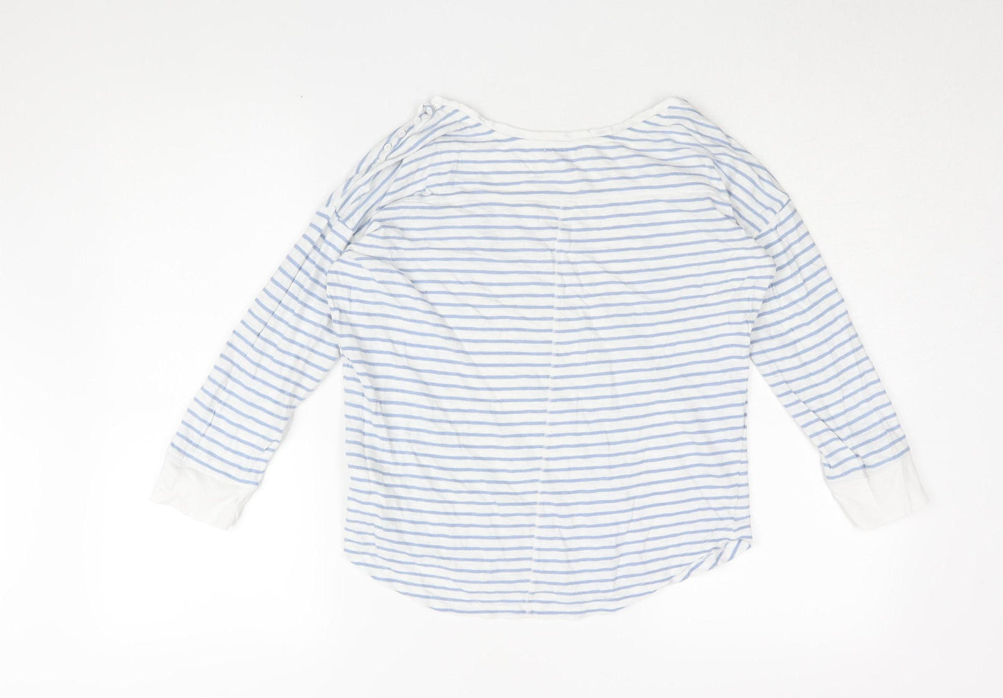 Gap Women's Blue Striped V-Neck T-Shirt XS