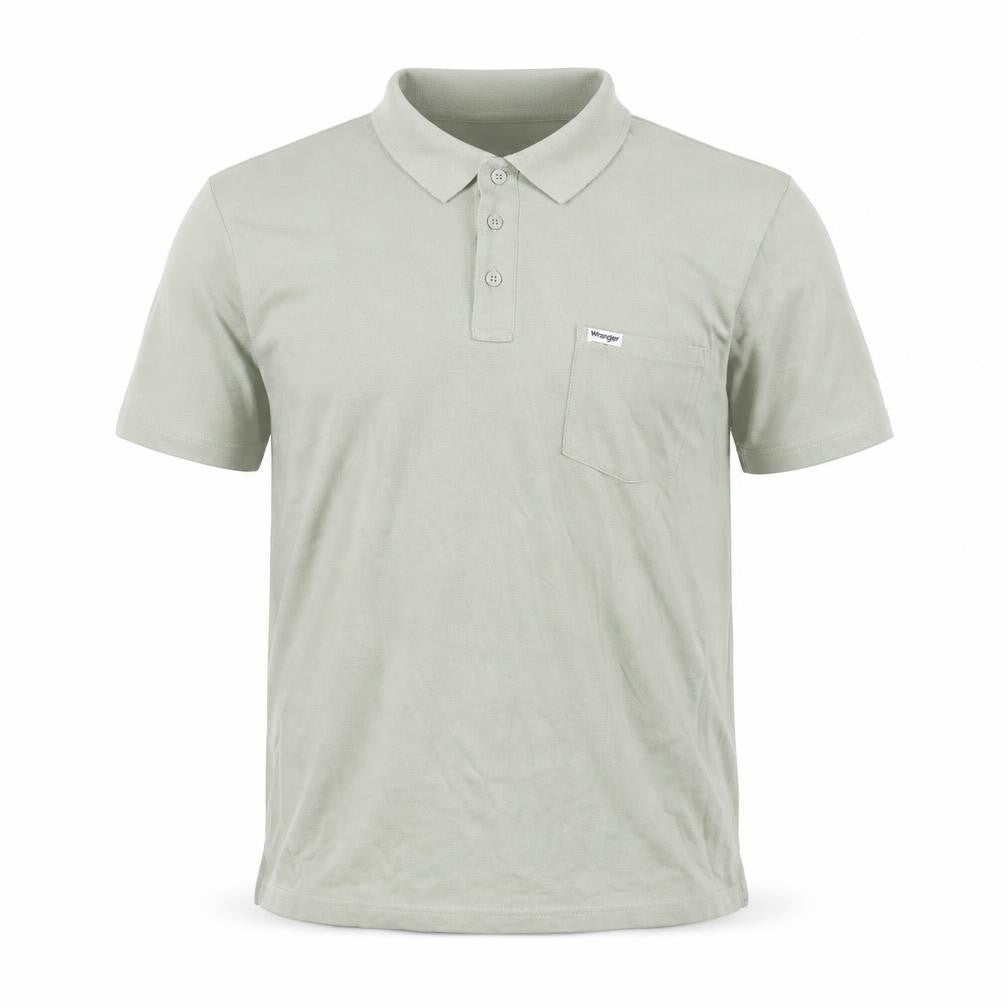 Front view of Wrangler Men's Green Polo Shirt - Medium, Casual Style