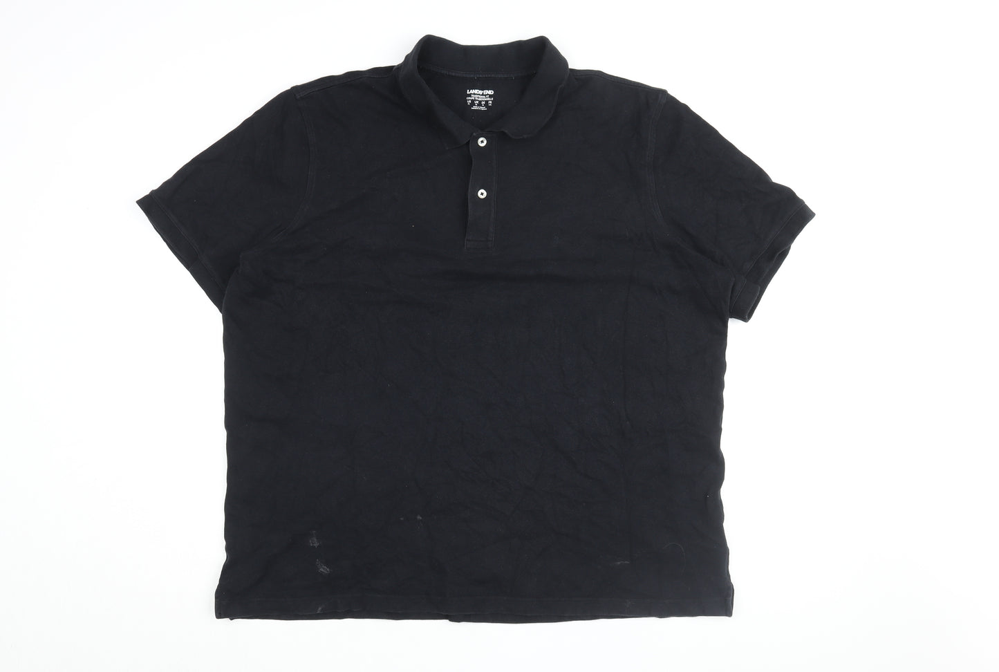 Lands' End Men's Black Polo Shirt XL Classic Fit