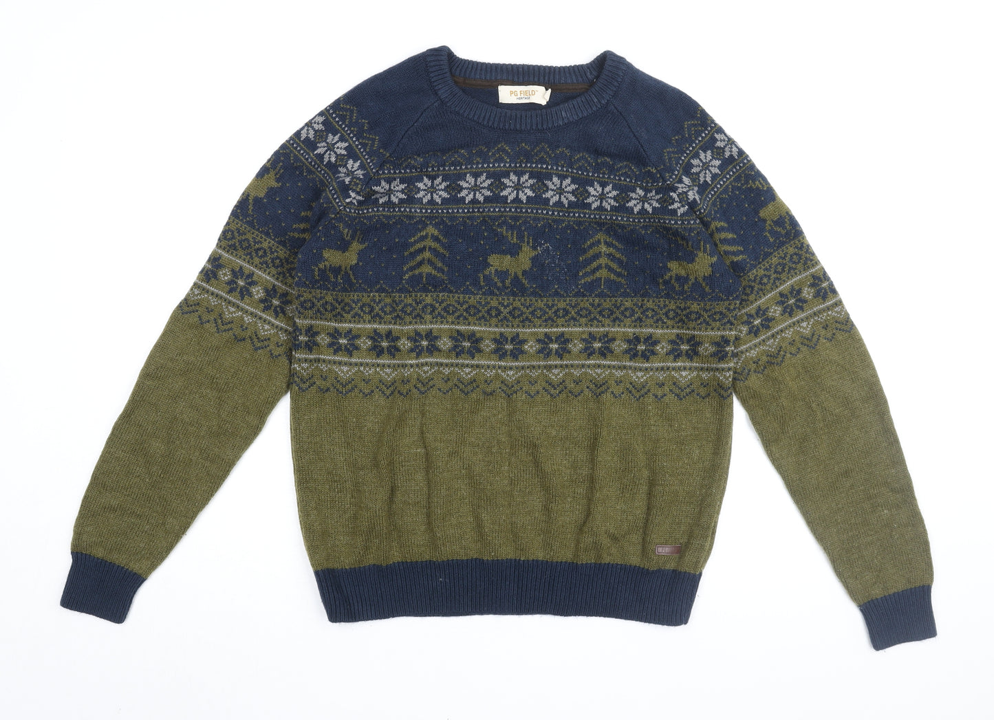 PG Field Men's Multicoloured Christmas Jumper, Size M, Acrylic