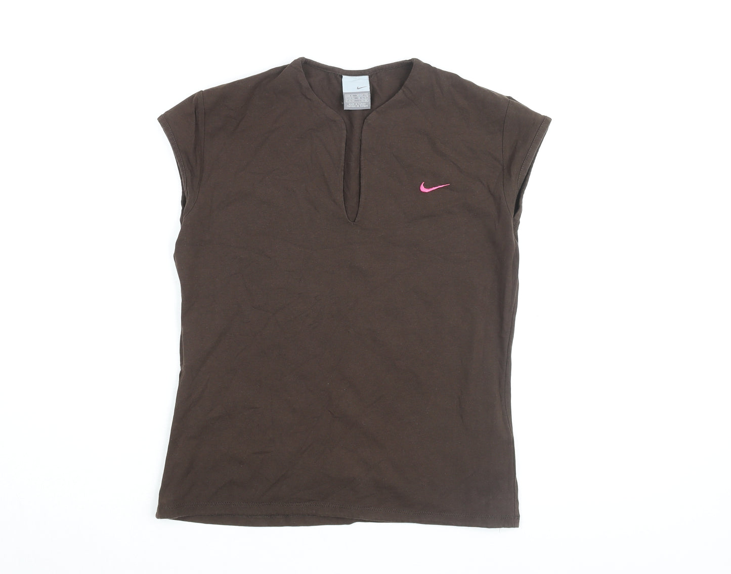 Nike Women's Brown XL Basic T-Shirt with Logo, Casual Fit