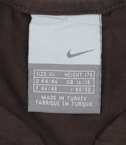 Nike Women's Brown XL Basic T-Shirt with Logo, Casual Fit