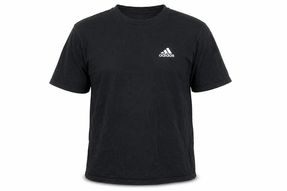 Front view of Adidas Men's Black Crew Neck T-Shirt Medium