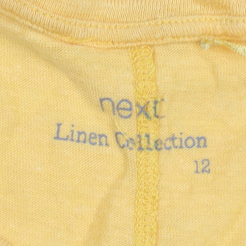 Next Women's Yellow Linen T-Shirt Size 12 Casual Summer