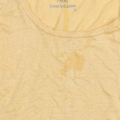 Next Women's Yellow Linen T-Shirt Size 12 Casual Summer
