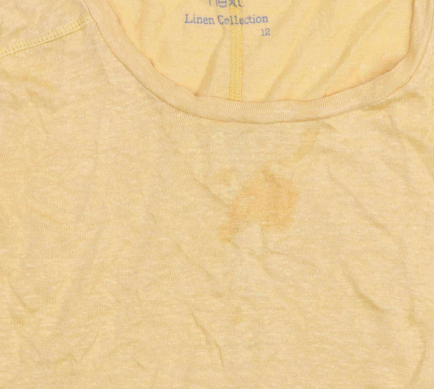 Next Women's Yellow Linen T-Shirt Size 12 Casual Summer