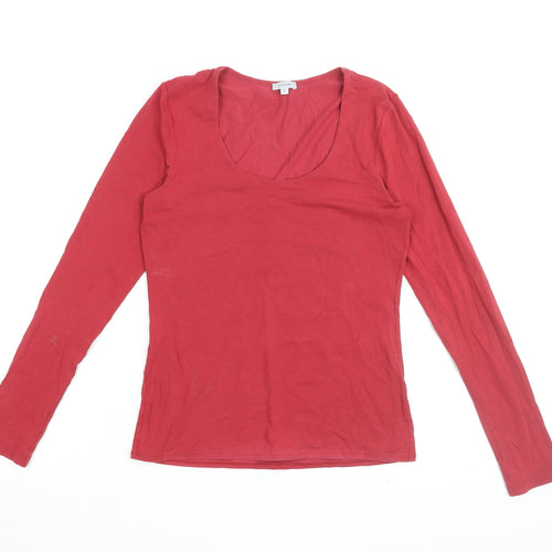 Jigsaw Women's Red Long Sleeve Scoop Neck Top Size S