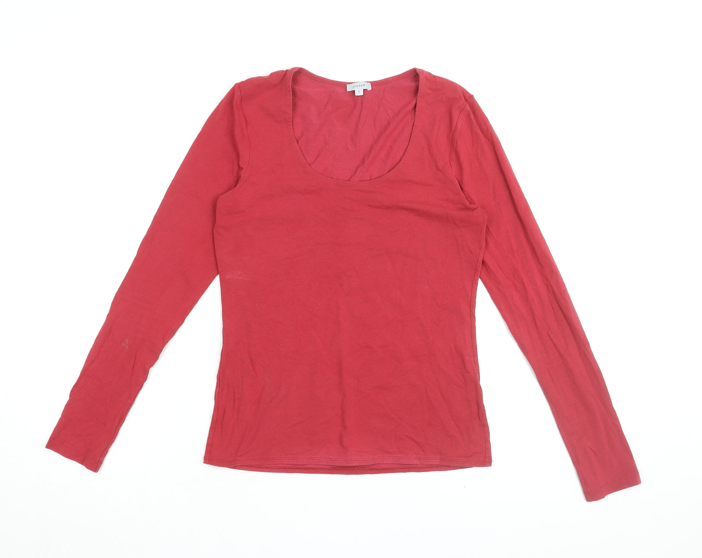 Jigsaw Women's Red Long Sleeve Scoop Neck Top Size S