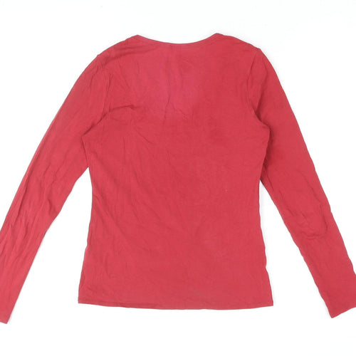 Jigsaw Women's Red Long Sleeve Scoop Neck Top Size S