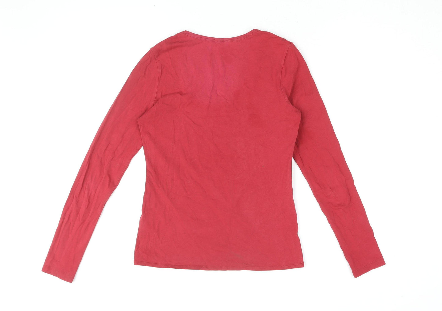 Jigsaw Women's Red Long Sleeve Scoop Neck Top Size S