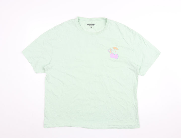 Jack & Jones Green Crew Neck T-Shirt, Unisex XL, Casual