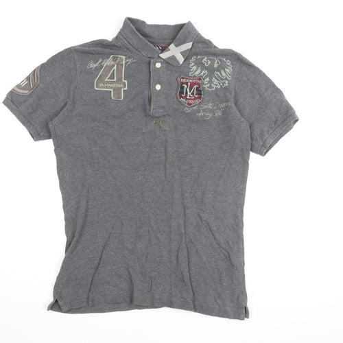 La Martina Men's Grey Graphic Print Polo - Size S