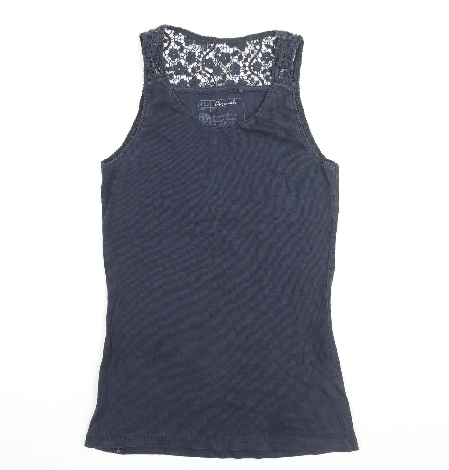 Fat Face Women's Blue Crochet Lace Tank Top Size 14