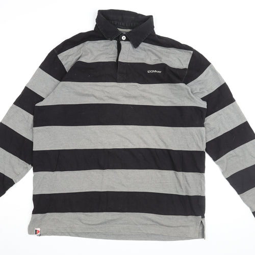 Donnay Men's Black Striped Polo 3XL Long Sleeve