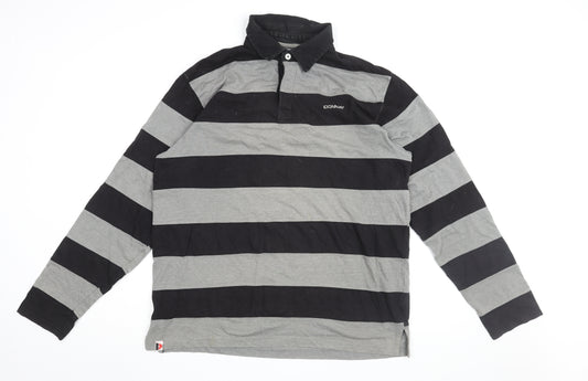 Donnay Men's Black Striped Polo 3XL Long Sleeve