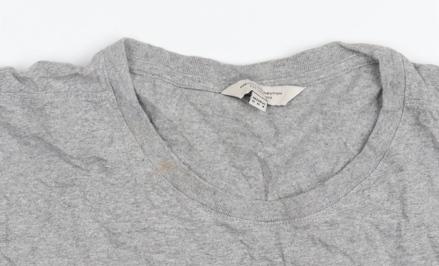 French Connection Women's Grey Crew Neck Basic Tee Size 12