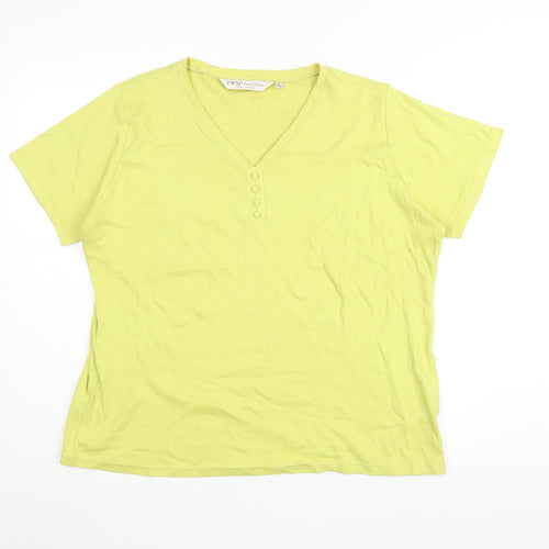 EWM Women's Yellow V-Neck T-Shirt Size 18-20
