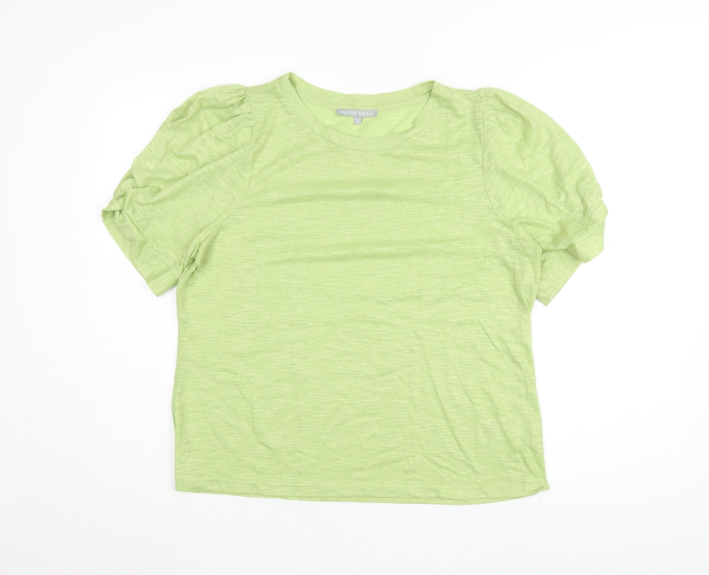 Oliver Bonas Women's Green Puff Sleeve T-Shirt Size 14