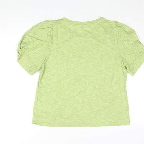 Oliver Bonas Women's Green Puff Sleeve T-Shirt Size 14