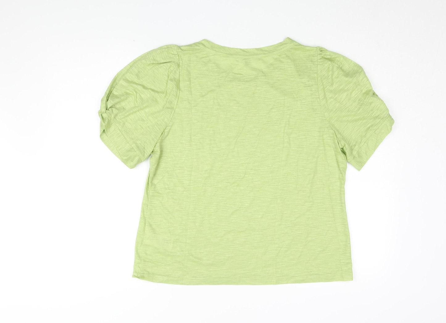 Oliver Bonas Women's Green Puff Sleeve T-Shirt Size 14