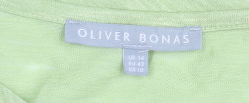 Oliver Bonas Women's Green Puff Sleeve T-Shirt Size 14