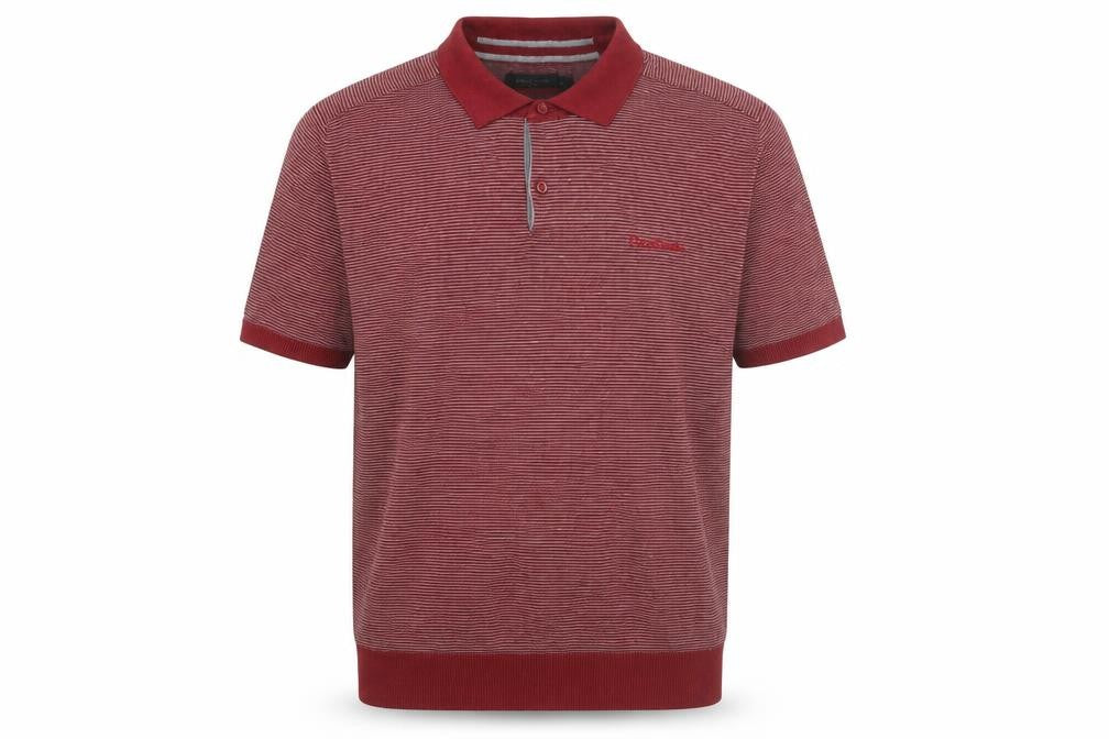 Front view of Pierre Cardin Men's Red Striped Polo L