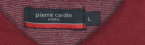 Pierre Cardin Men's Red Striped Polo L