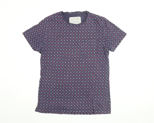 Jack Wills Men's Blue Polka Dot T-Shirt L