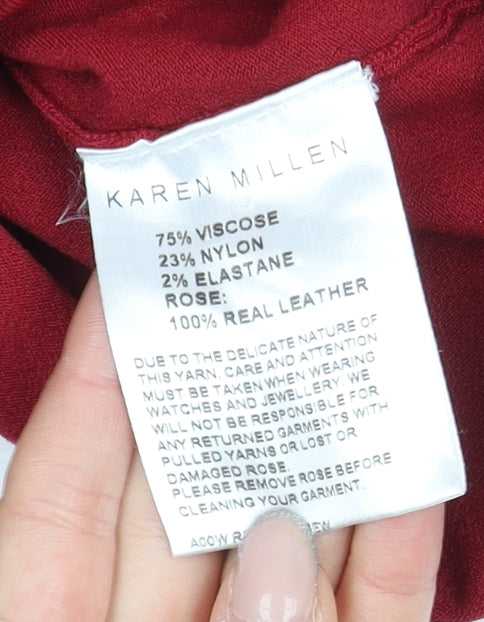 Karen Millen Women's Red Blouse, Size 4 - Elegant V-Neck