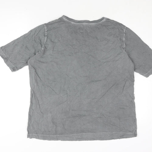 Hush Women's Grey Cotton T-Shirt, Short Sleeve, Size S