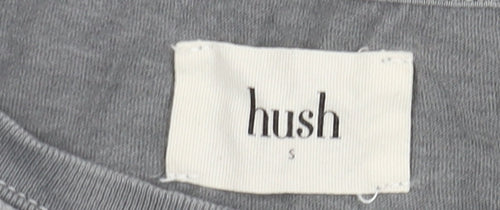 Hush Women's Grey Cotton T-Shirt, Short Sleeve, Size S